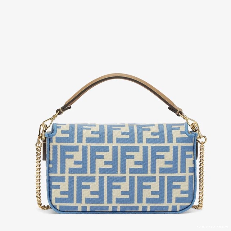 Vintage HOT Baguette Mini Motif In Fabric Blue FF Bag Fendi 0709